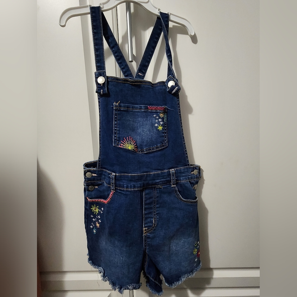 Cat and Jack shortalls overalls with embroidery, size large, 10/12